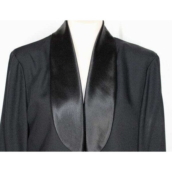 J.R. Nites by Caliendo 10 Elegant Black Open Front Crystal Buttons Short Jacket - Picture 4 of 6